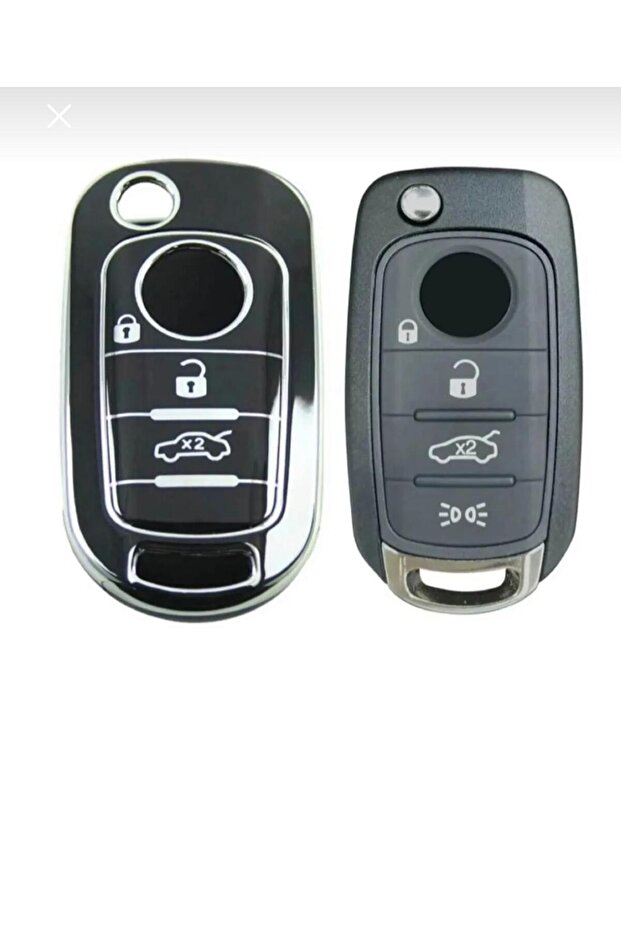 Luxury Fiat Egea 3 Button Nano Key Case Cover Black Silver Silver Color 1St Class Quality