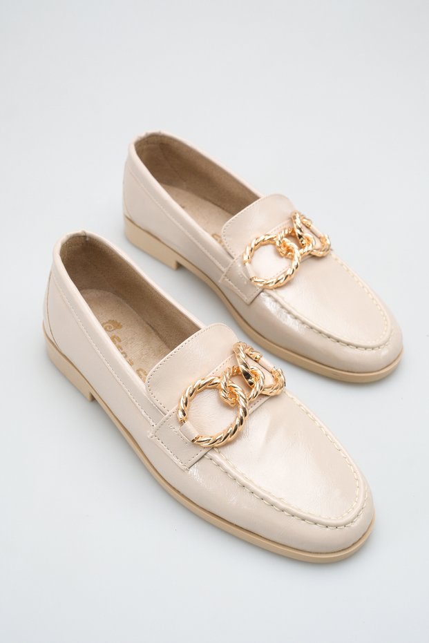 Women's Leather Loafers with Buckle Detail, Comfortable and Stylish Daily Ballet Flats