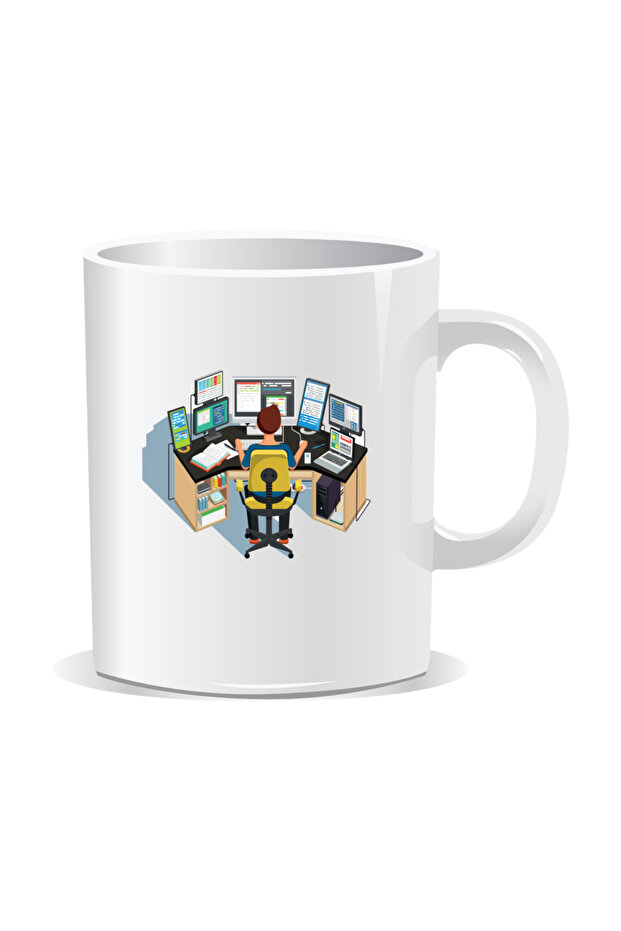 Personalized mug with messages for programmers, Programmer's desk - 1