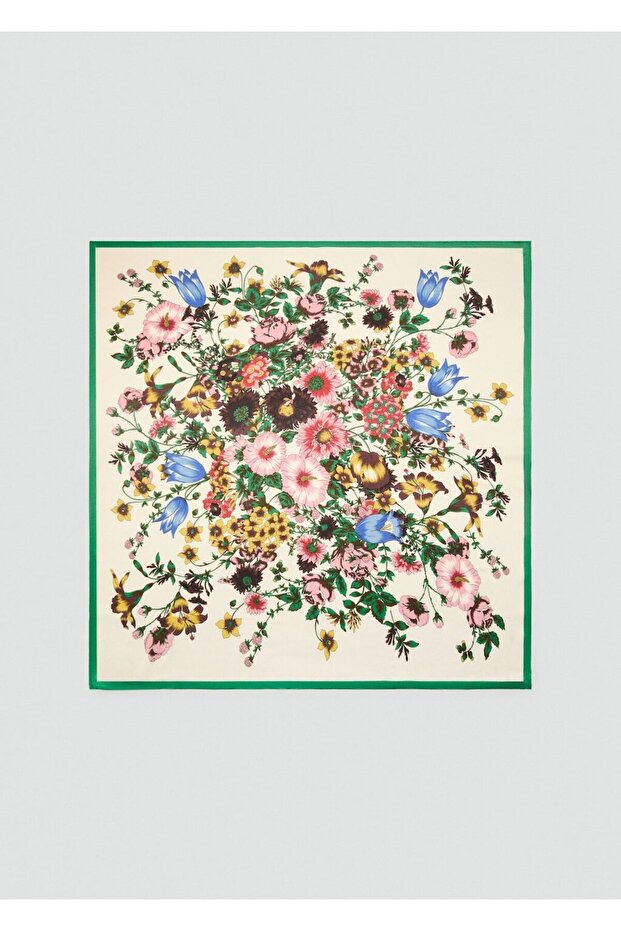 Çiçekli saten fular - 2