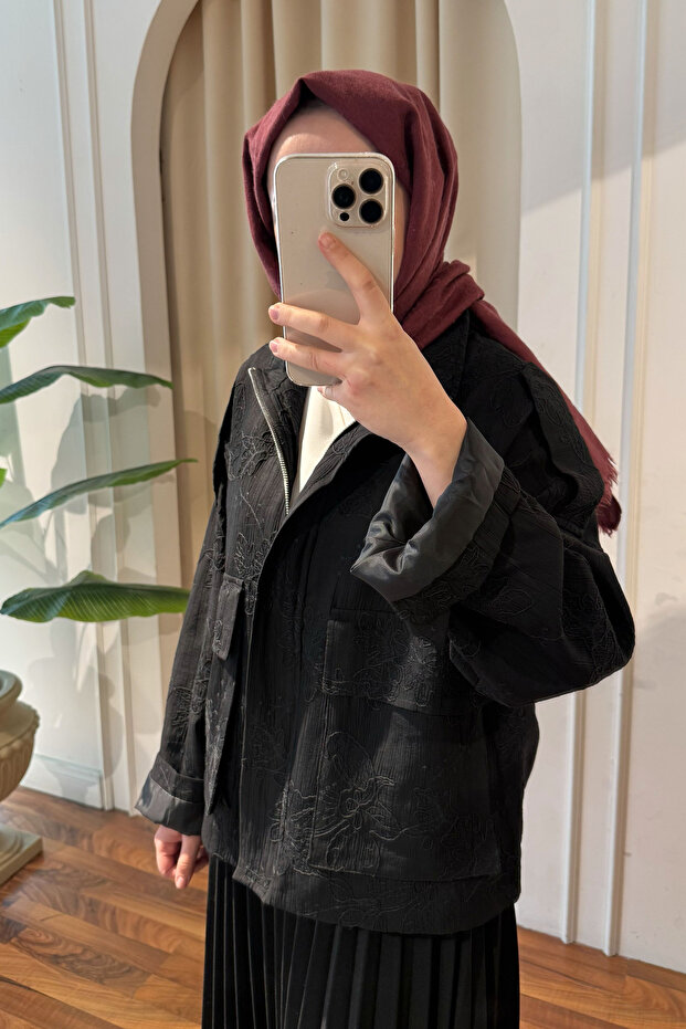 سترة منقوشة - أسود - 3