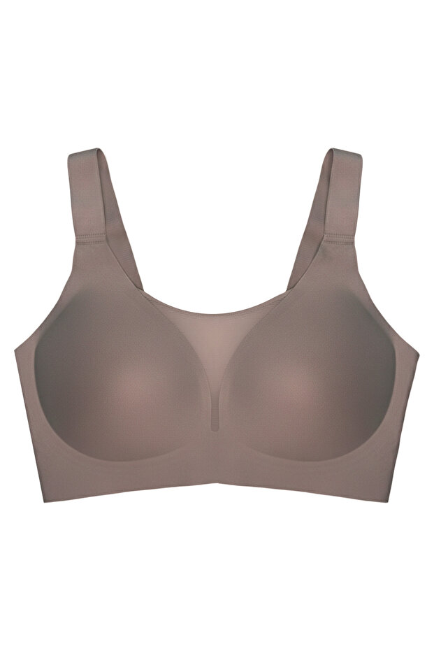 Seamless Bra - Forme | Brown Laser Cut Seamless Gathering Large Tulle Size Women's Bra