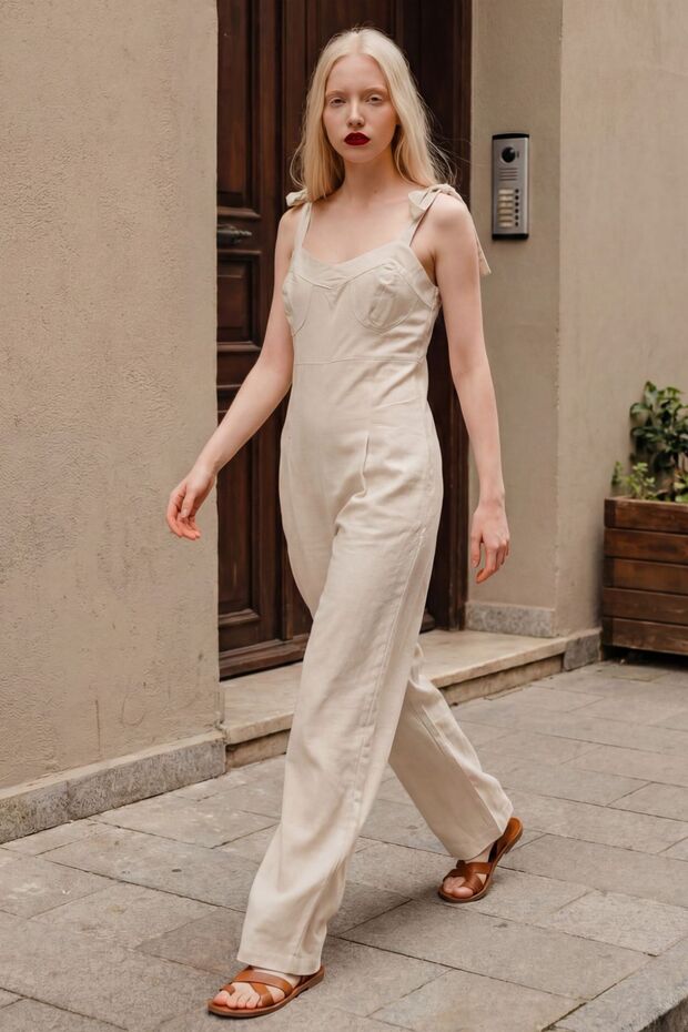 My Fashion Heart Collar Linen Blend Jumpsuit