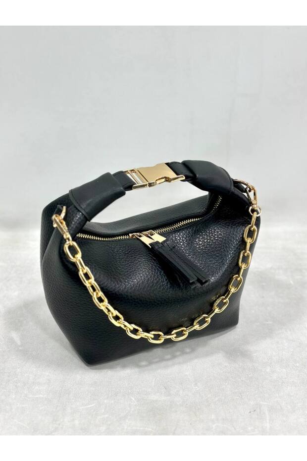Plain Leather Chain Strap Detailed Women's Hand Shoulder Bag