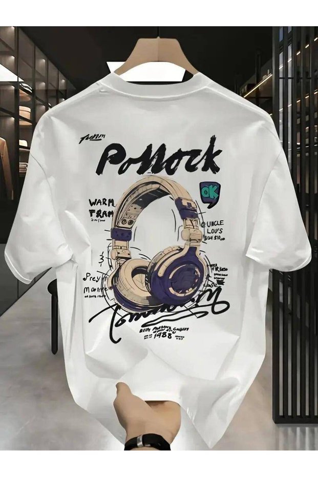 Unisex White Oversize T-Shirt Printed Relaxed Fit Casual Streetwear Stylish Premium