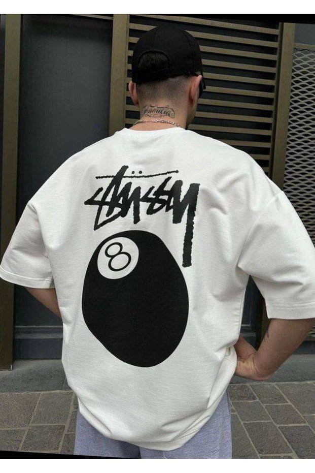 Unisex White Oversize T-Shirt Printed Relaxed Fit Casual Streetwear Stylish Premium