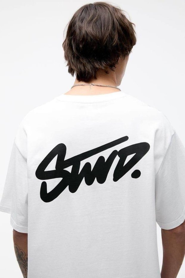 Unisex White Oversize T-Shirt Printed Relaxed Fit Casual Streetwear Stylish Premium
