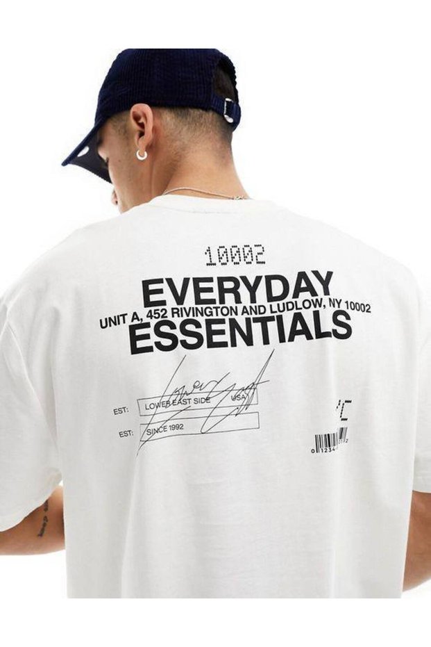 Unisex White Oversize T-Shirt Printed Relaxed Fit Casual Streetwear Stylish Premium