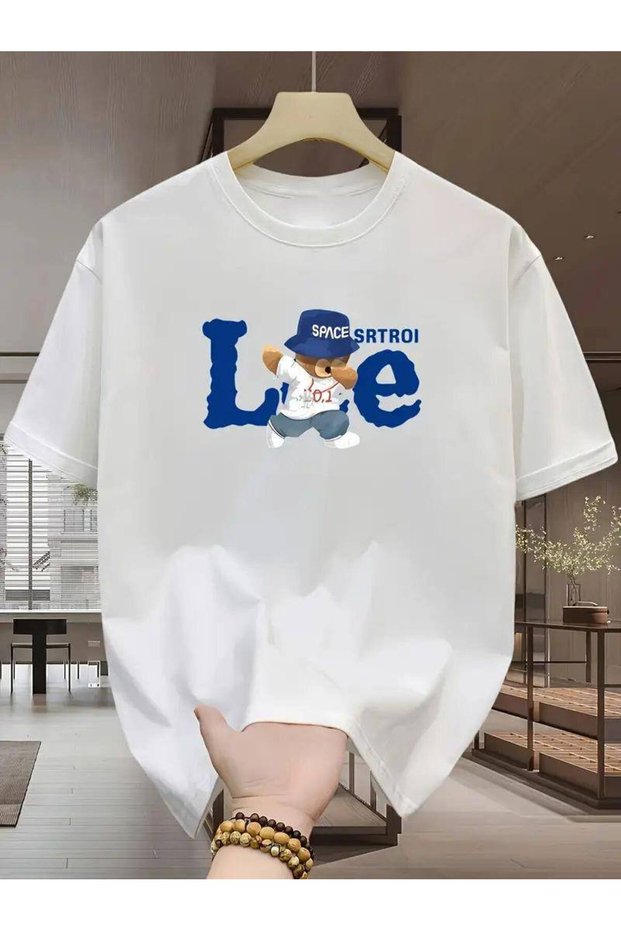 Unisex White Oversize T-Shirt Printed Relaxed Fit Casual Streetwear Stylish Premium