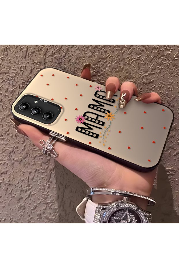 Samsung Galaxy A14 Compatible Silicone Edge Hard Back Anti-Fall Phone Case with Mama Pattern