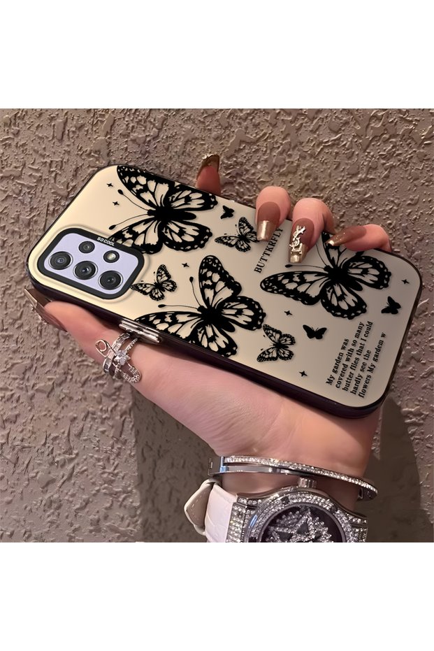 Samsung Galaxy A72 Compatible Silicone Edge Hard Back Anti-Fall Phone Case Butterfly Pattern