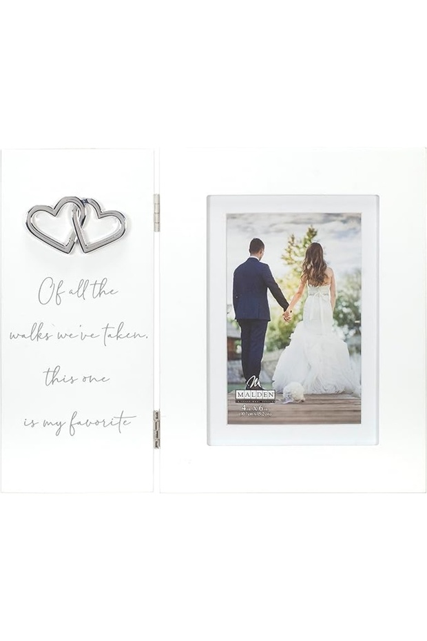 White Wooden Wedding Themed Frame 10X15 cm