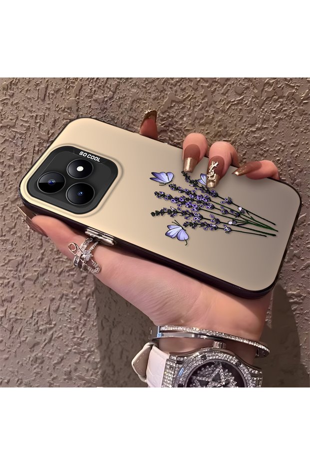 Realme Note 50 4g Compatible Silicone Edge Hard Back Anti-Fall Phone Case Flower Bunch