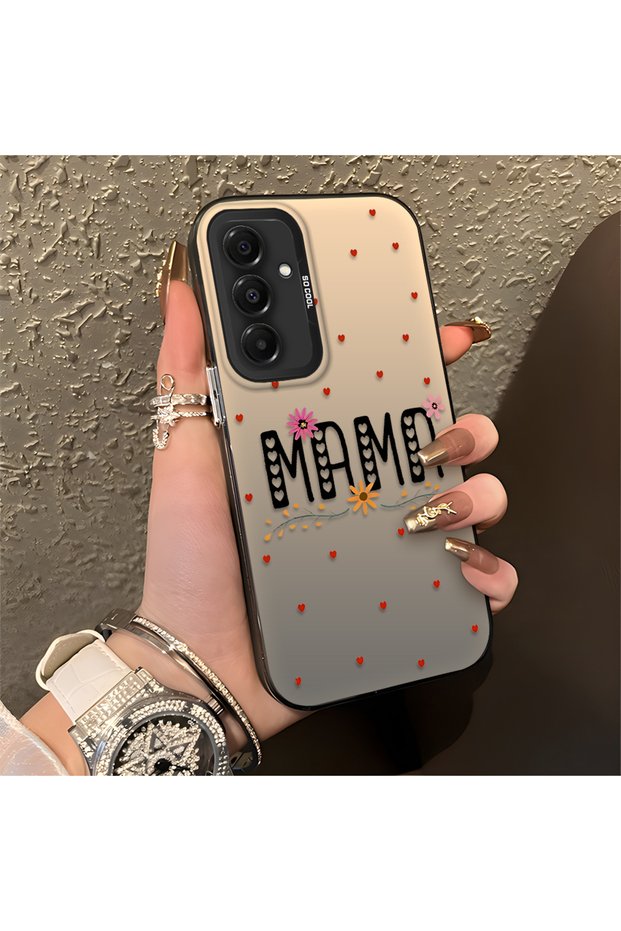 Samsung Galaxy A56 Compatible Silicone Edge Hard Back Anti-Fall Phone Case Mama Patterned