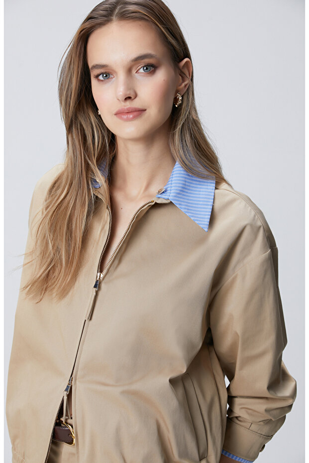 Bej Gömlek Yaka Mont - 2