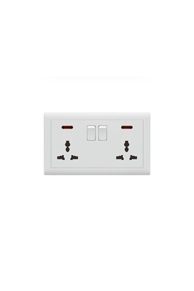 Square Electric Wall Double Socket, 3 x 6 20A