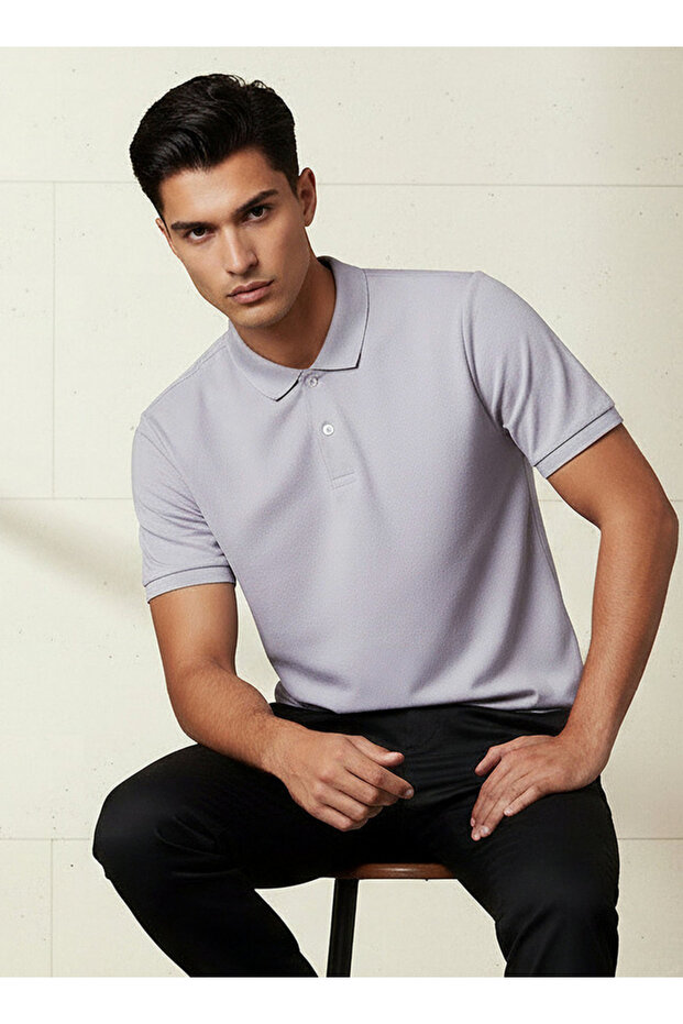 Men Short Sleeves Textured Polo T-shirt