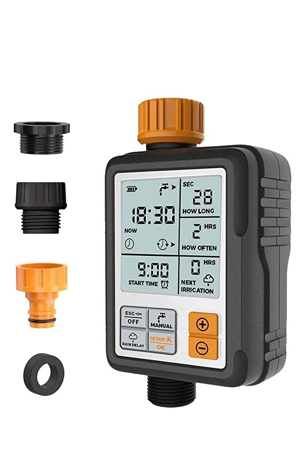مؤقت رقمي أوتوماتيكي لنظام الري باللون الأسود/البرتقالي - 7