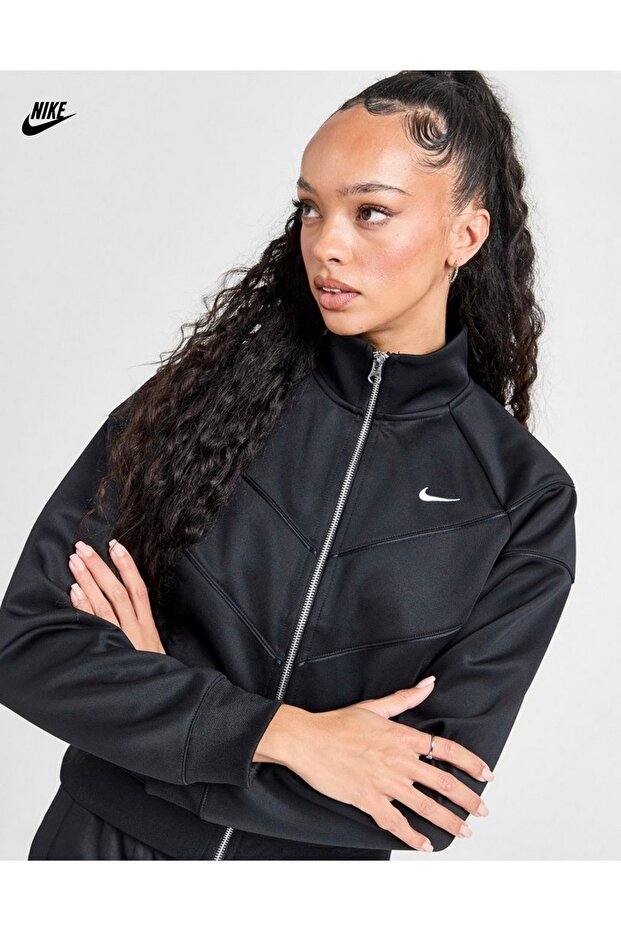 Windrunner Poly Knit Jacket Siyah Kadın Ceket - 3