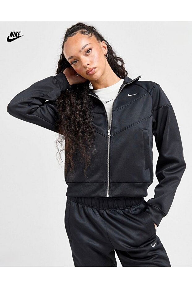 Windrunner Poly Knit Jacket Siyah Kadın Ceket - 2