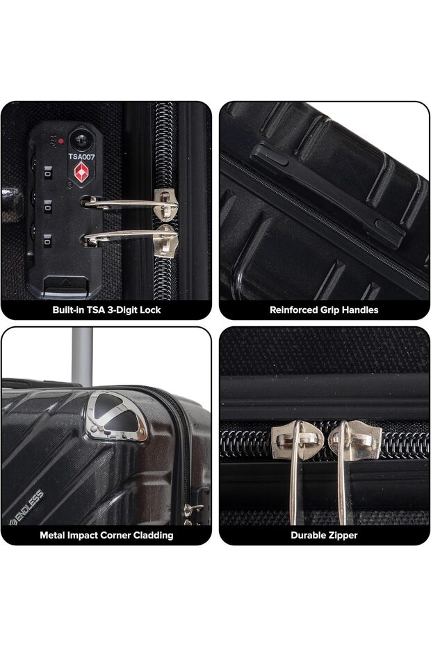 طقم حقائب سفر صلبة بعجلات دوارة - 3