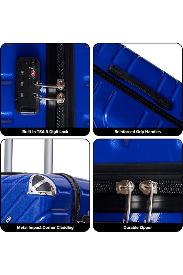 طقم حقائب سفر صلبة بعجلات دوارة - 3