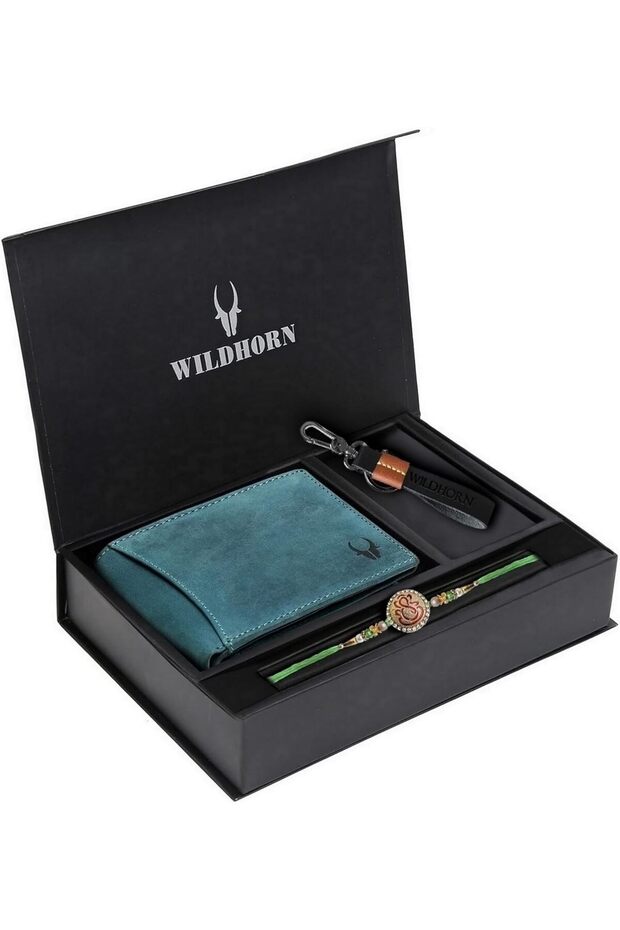 Rakhi Gift Hamper for Brother - Classic Men's Combo/Gift Set of Leather Wallet, Keyring and