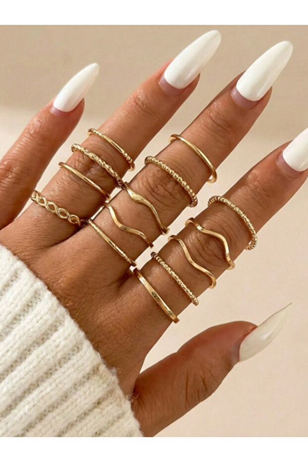 14 Pieces of Twist Rings and Joint Ring Set
