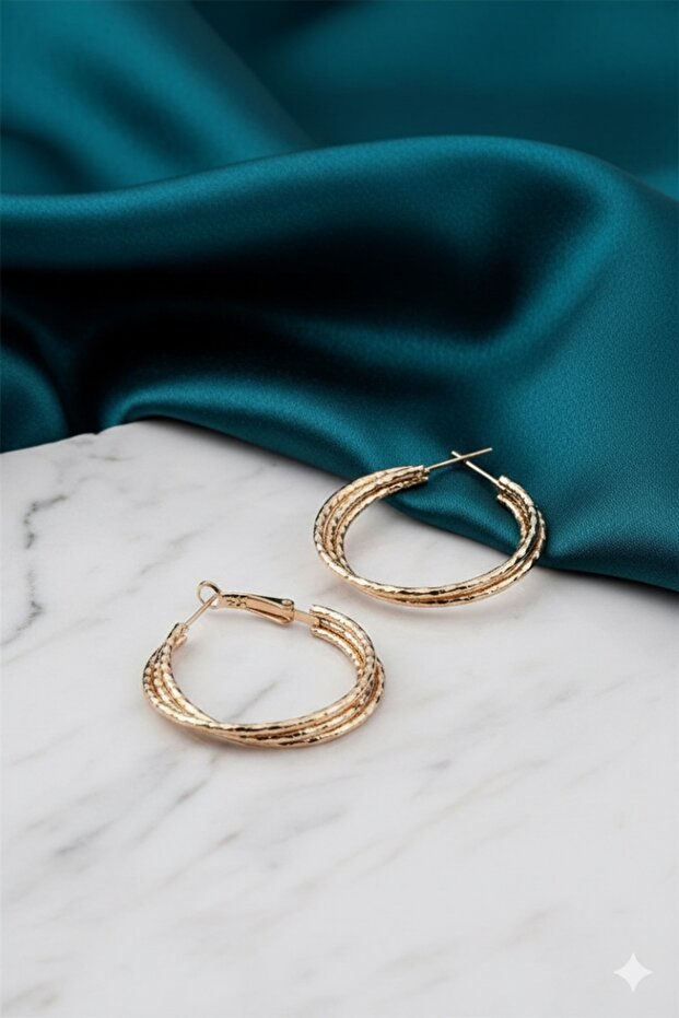 Tarnish-Resistant Steel Triple Spiral Textured Hoop Earrings