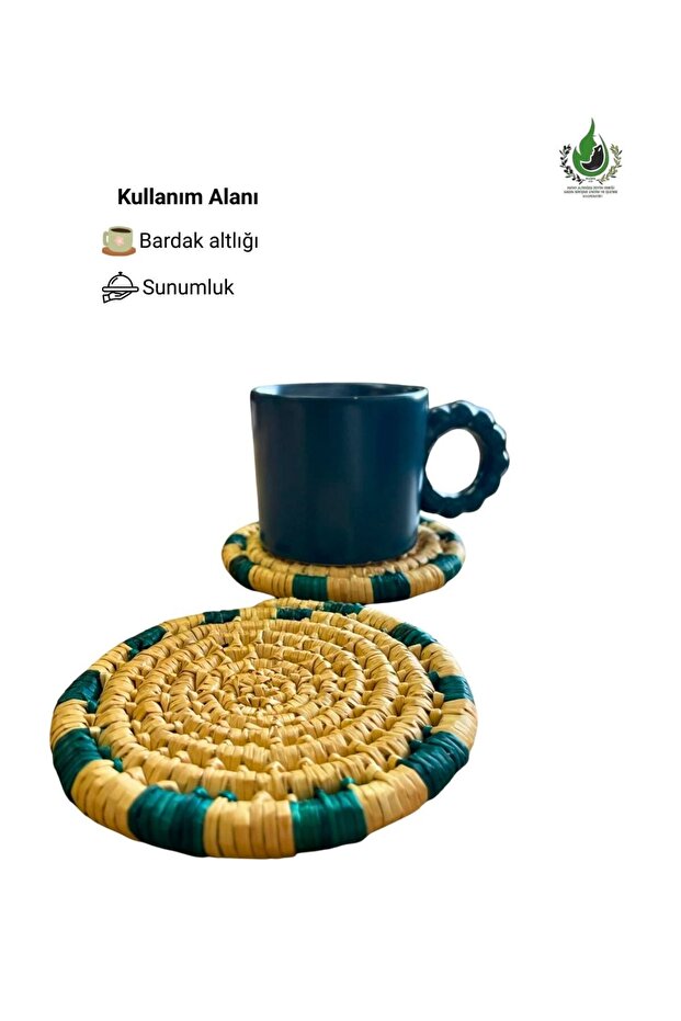 Cimem Handmade Bohemian Decorative Wicker Coasters from Wheat Stalks