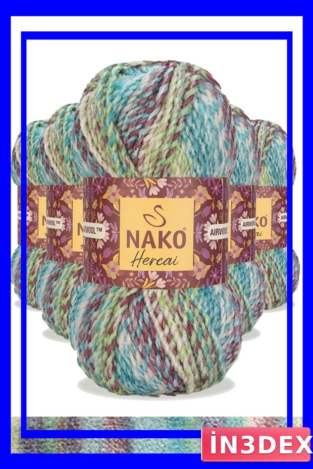 مجموعة من 5 قطع من خيوط الصوف المحبوكة يدويًا بنمط إبرولي - 1