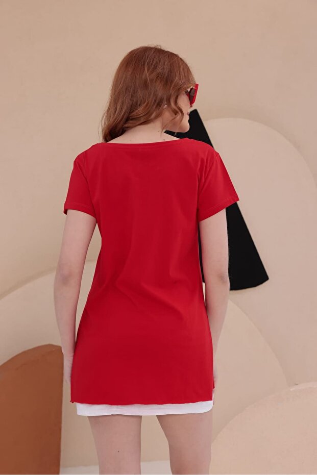 Slit Long Basic T-Shirt Hkn34 - 1