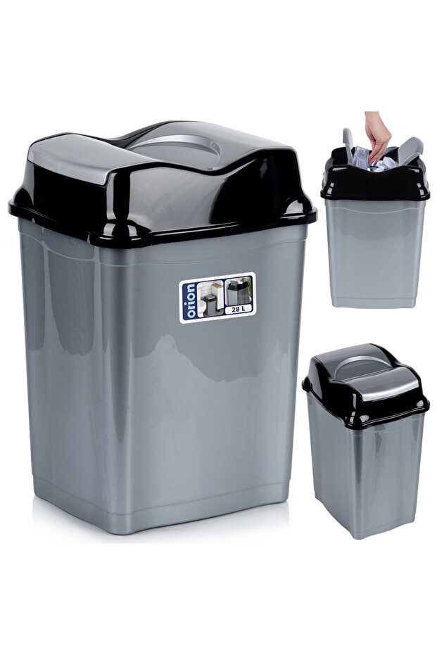 Gray plastic waste bin 28 l - 6