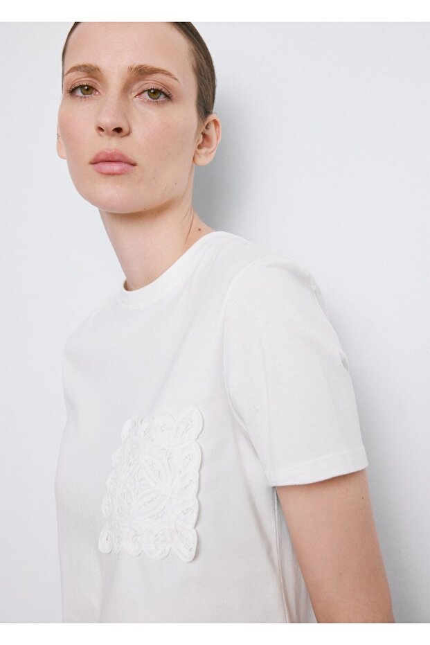 İşlemeli pamuklu tişört - 6