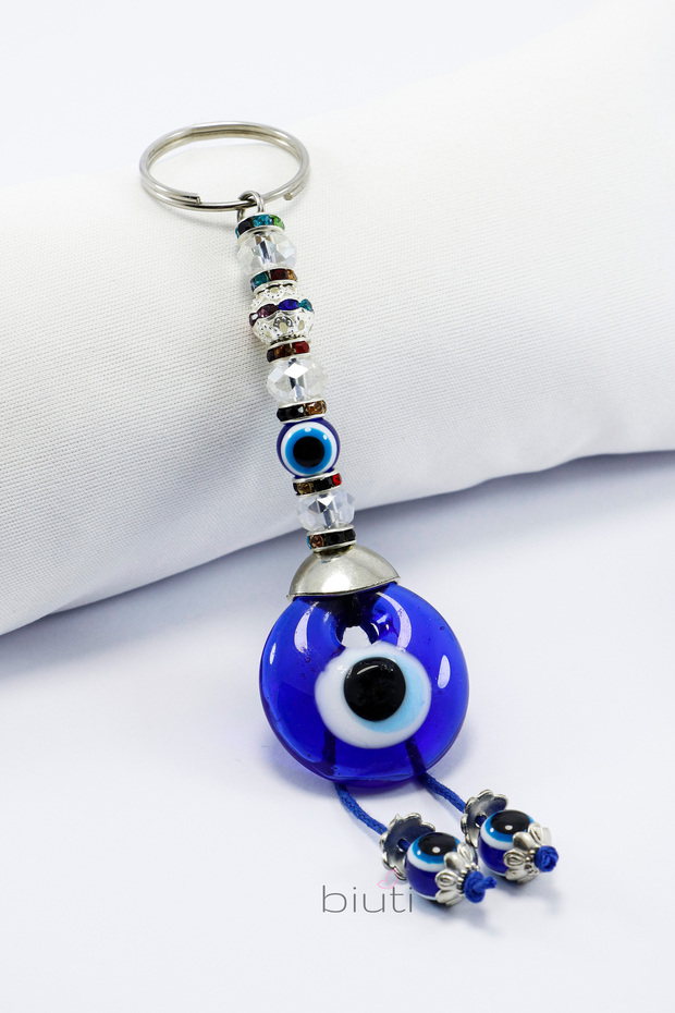 Handmade Glass Evil Eye Beaded Keychain, Special Design Gift Accessory with Glittering Colorful Beads