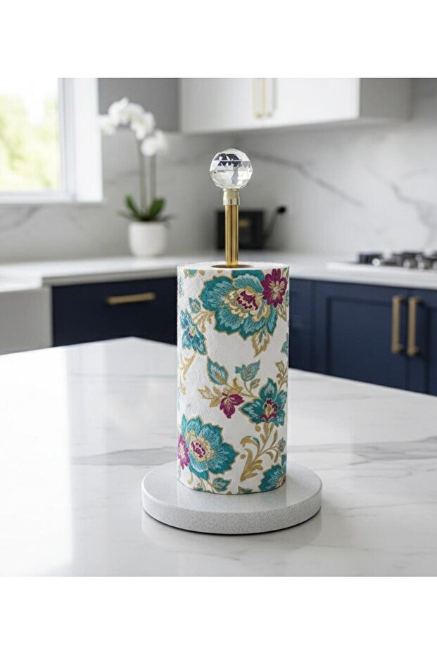 Decorative Marble Base Paper Towel Holder, Napkin Roll Paper Towel Organizer