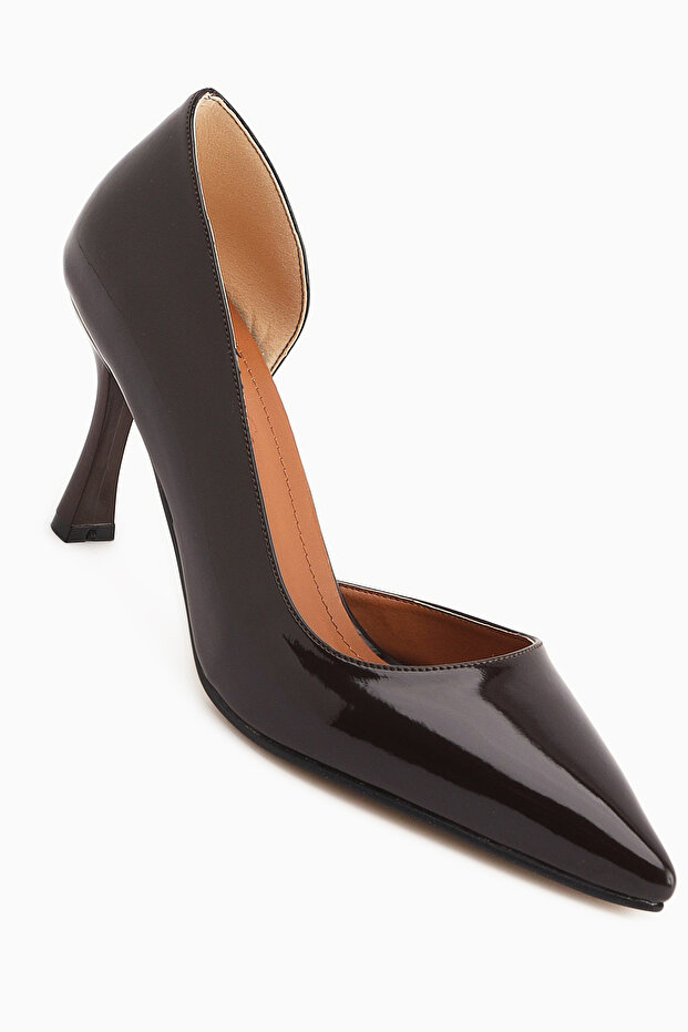 Flory Brown Patent Leather Women's Heeled Shoes Stiletto
