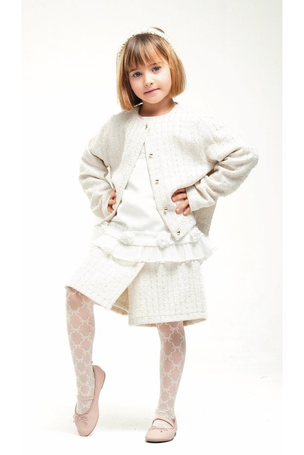 Limi Girls Tweed Jacket Shorts Skirt Blouse 3 Sets
