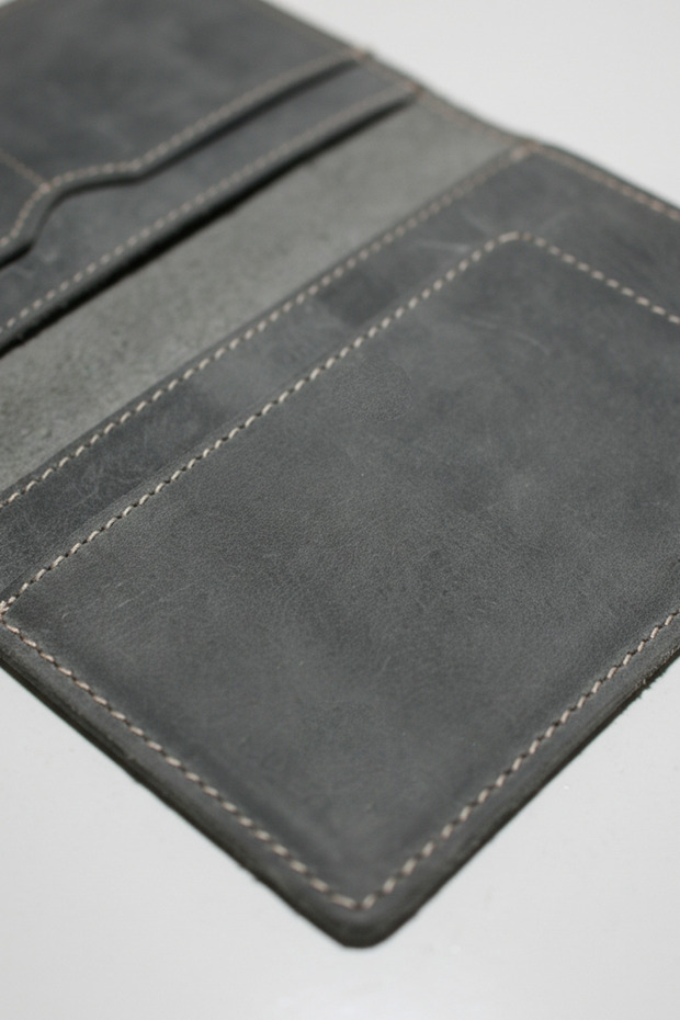 Genuine Leather Handmade Passport Cover and Card Holder - Dark Gray Travel Wallet