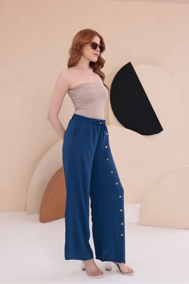 بنطلون كوكونات مزين بأزرار HKN34 - 7