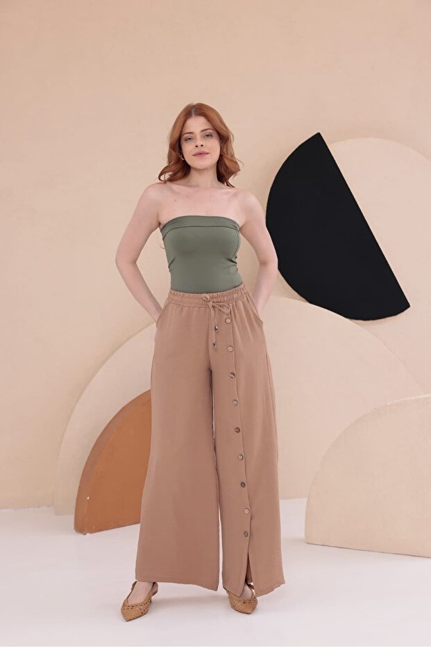 بنطلون كوكونات مزين بأزرار HKN34 - 2