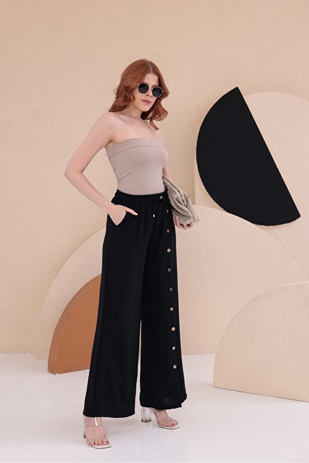 بنطلون كوكونات مزين بأزرار HKN34 - 4