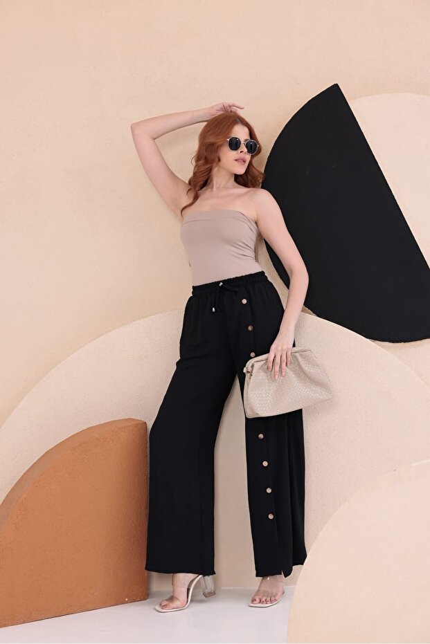 بنطلون كوكونات مزين بأزرار HKN34 - 8