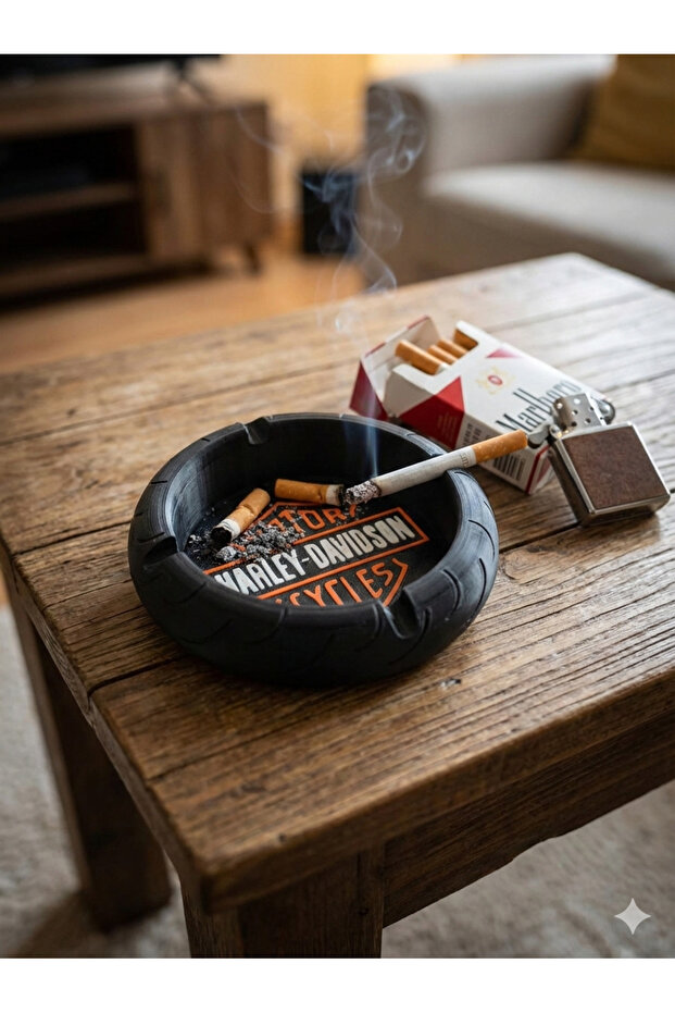 منفضة سجائر بتصميم عجلة محرك مزخرفة - 1