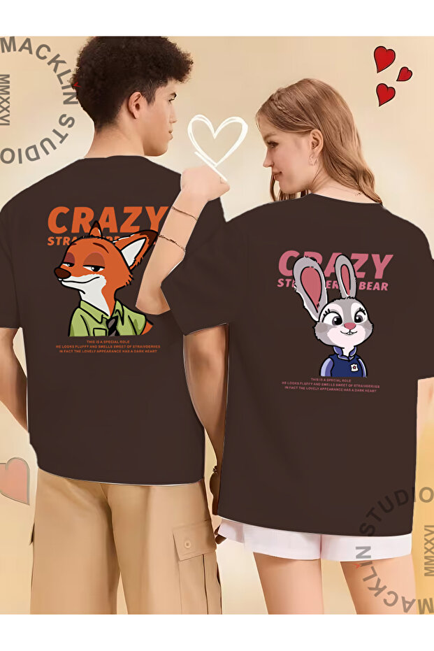 Unisex Lightning Zootopia Crazy Back Printed Lover Couple Combination Design Oversize T-Shirt Set of 2
