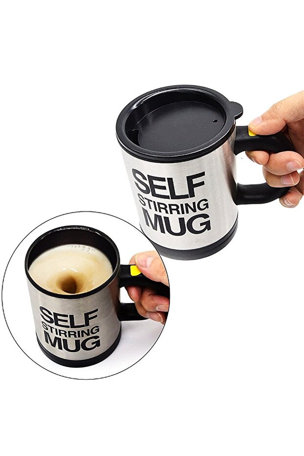 Self stirring mug with mixer feature