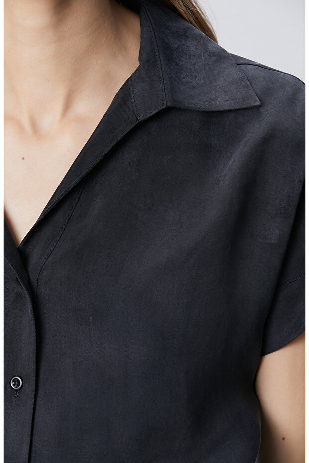 Siyah Cupro Gömlek - 6