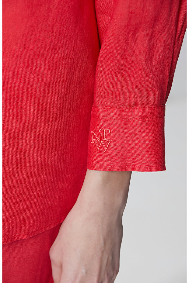 Nar Çiçeği Keten Gömlek - 6