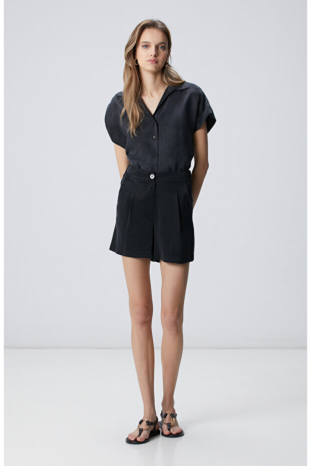 Siyah Cupro Gömlek - 3