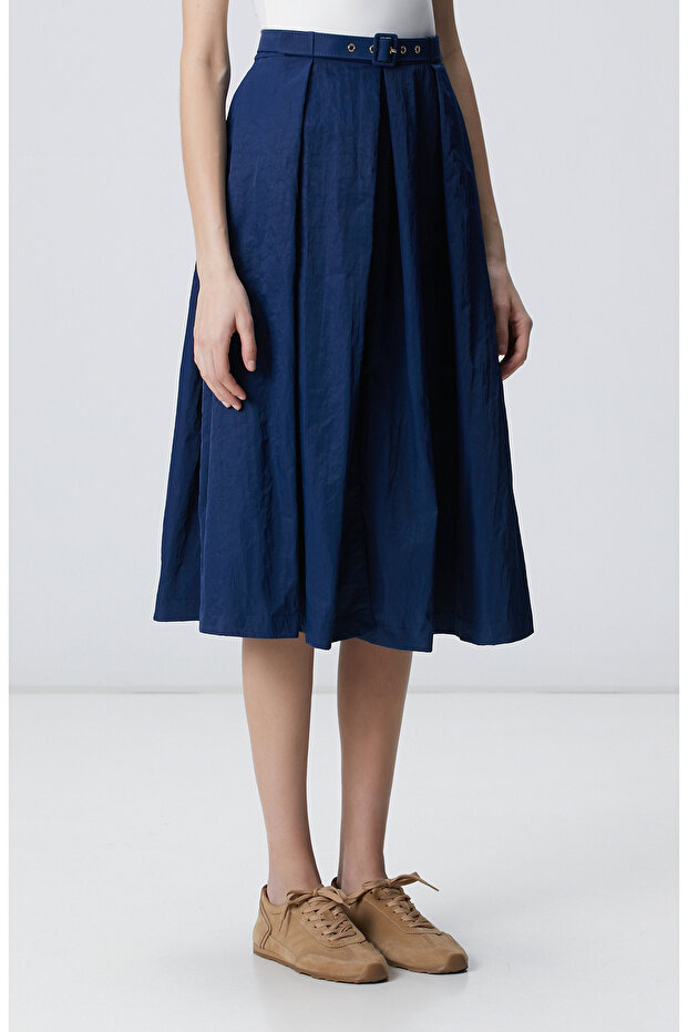 Lacivert Kemerli Etek - 3